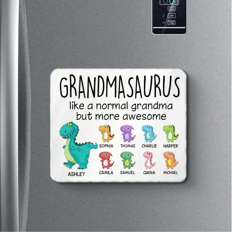 Grandmasaurus And Kids Cute Dinosaur Personalized Acrylic Fridge Magnet