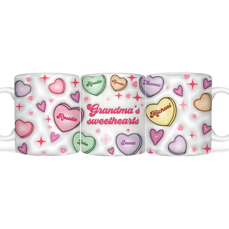 Grandma's Sweethearts Personalized 3D Inflated Effect Mug, Gift for Grandma