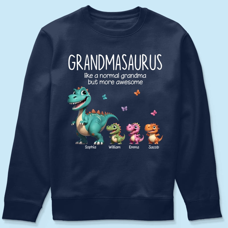 Grandmasaurus And Kids 3D Effect Dinosaurs Personalized Dark Color Shirt, Gift For Grandma