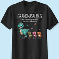 Grandmasaurus And Kids 3D Effect Dinosaurs Personalized Dark Color Shirt, Gift For Grandma