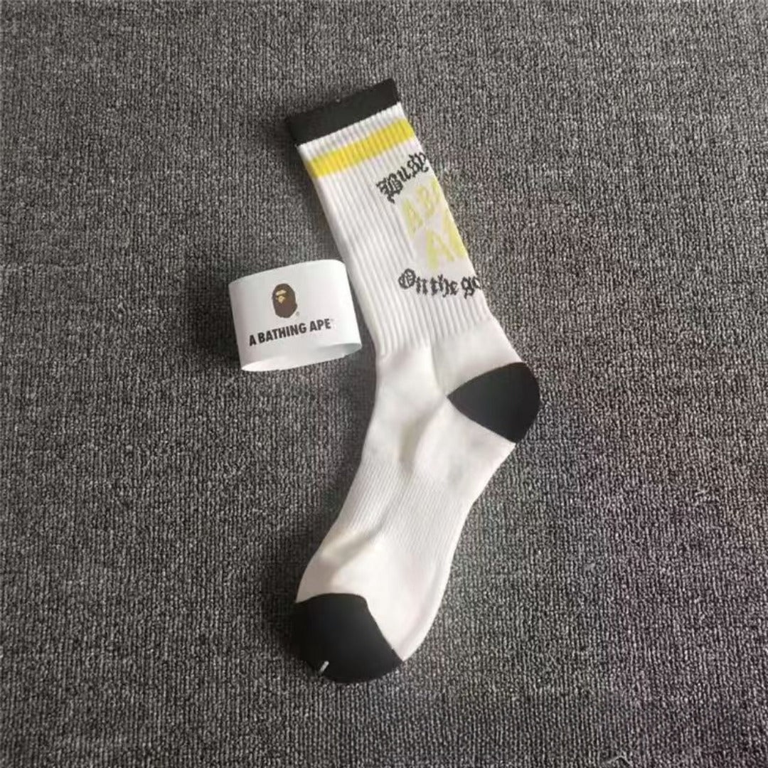 Bape Socks Men's and Women's Sports Socks with Towel Bottom