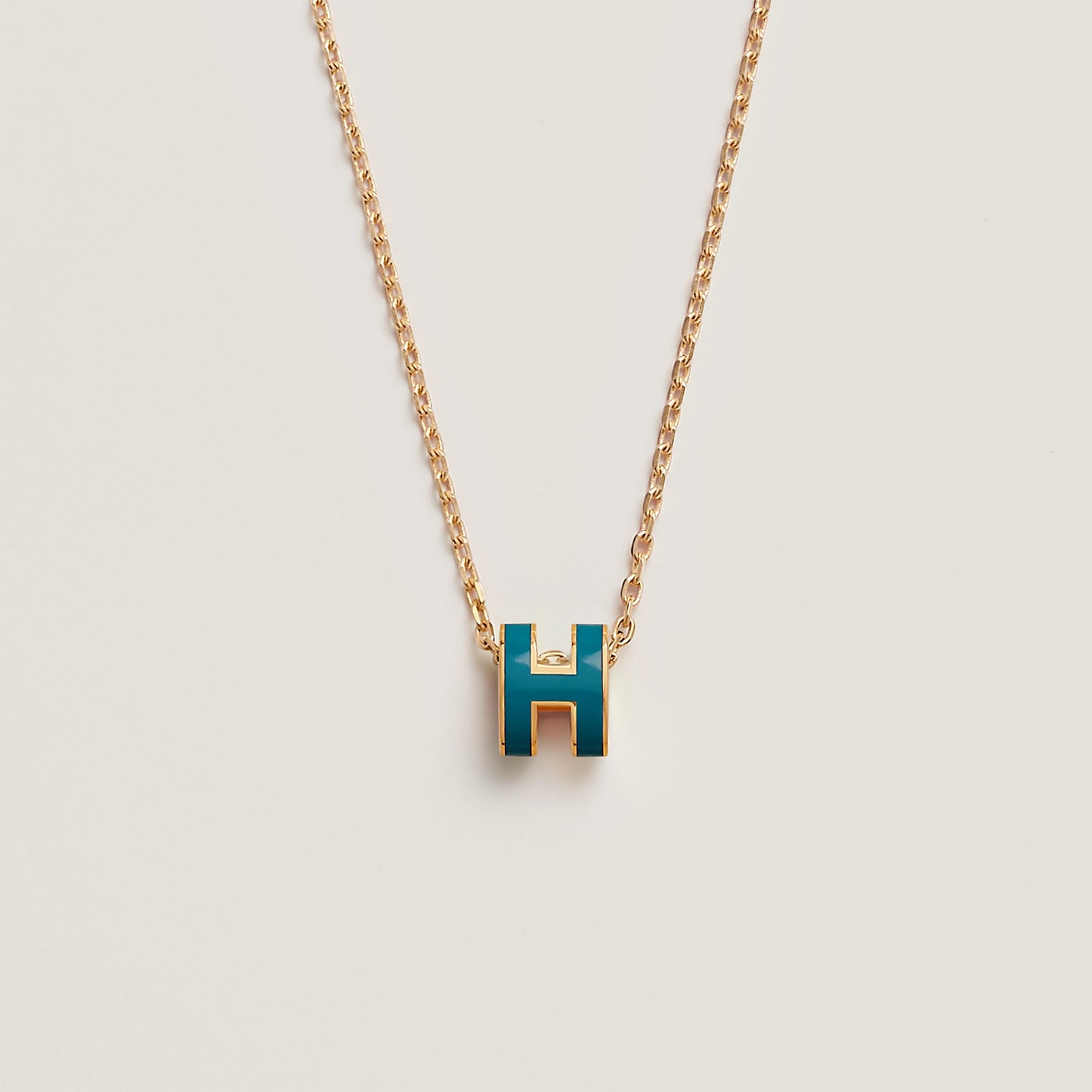 HERMES Gold Pop H Necklace Metal(Mini/Many)