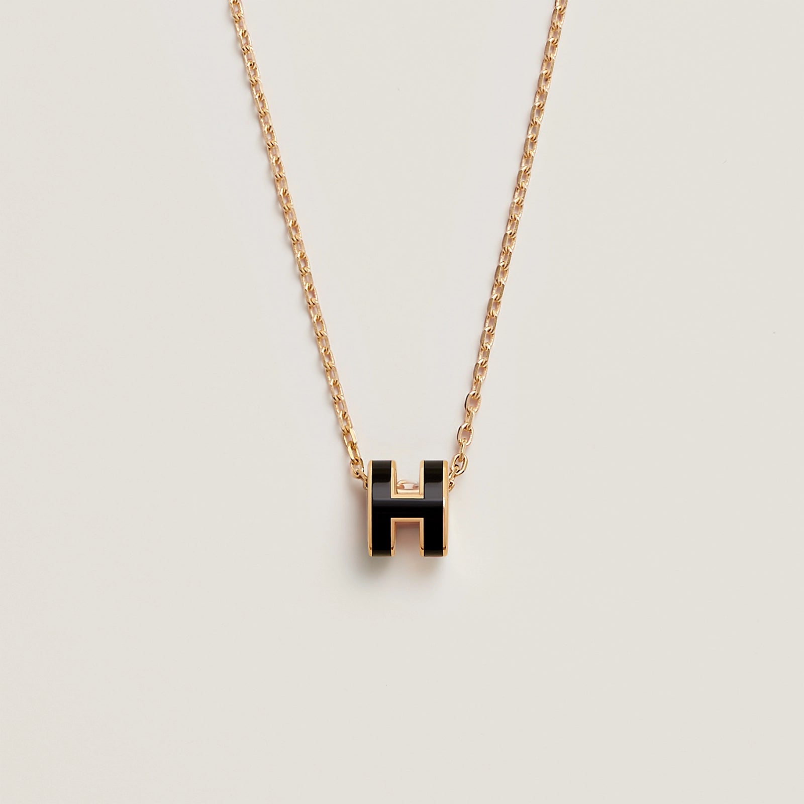 HERMES Gold Pop H Necklace Metal(Mini/Many)