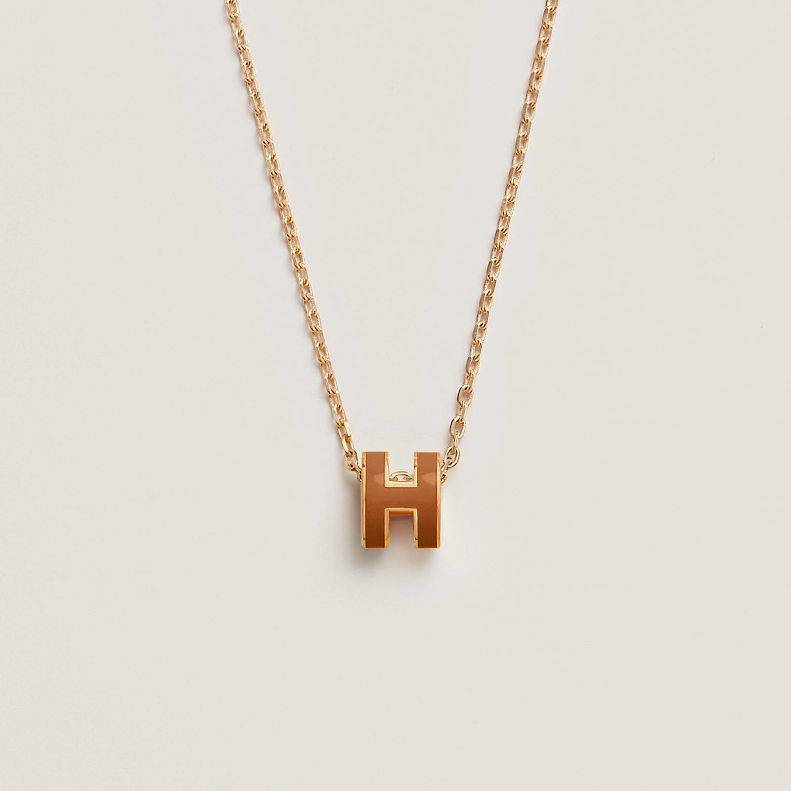 HERMES Gold Pop H Necklace Metal(Mini/Many)