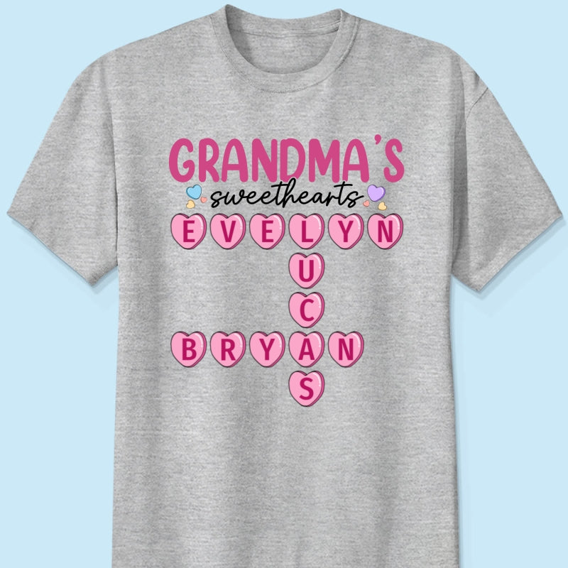 Grandma's Sweethearts Unique Crossword Puzzle Personalized Shirt