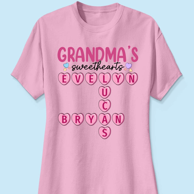 Grandma's Sweethearts Unique Crossword Puzzle Personalized Shirt