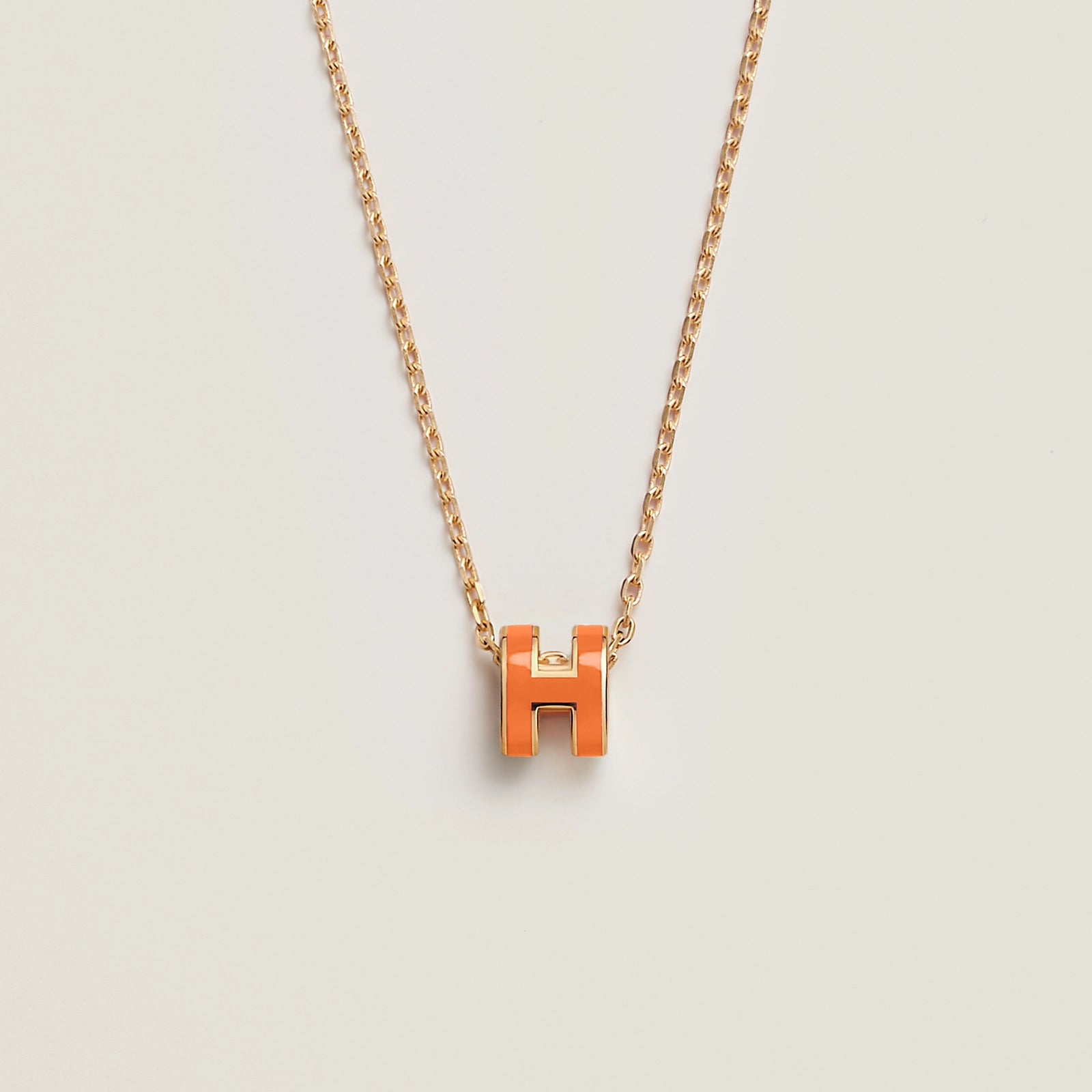 HERMES Gold Pop H Necklace Metal(Mini/Many)