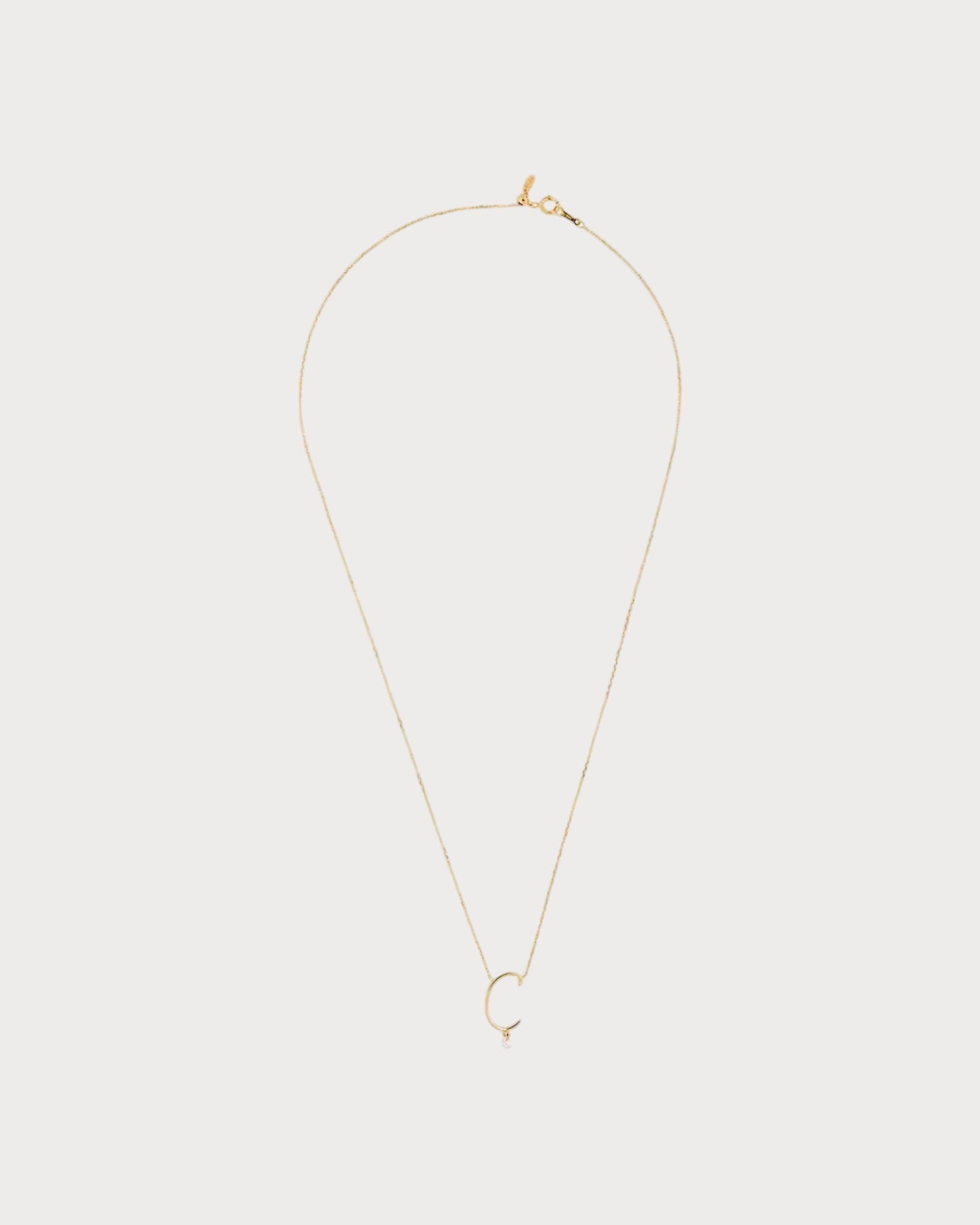 PERSEE Yellow Gold and Diamond Alphabet C Necklace(Yellow Gold)